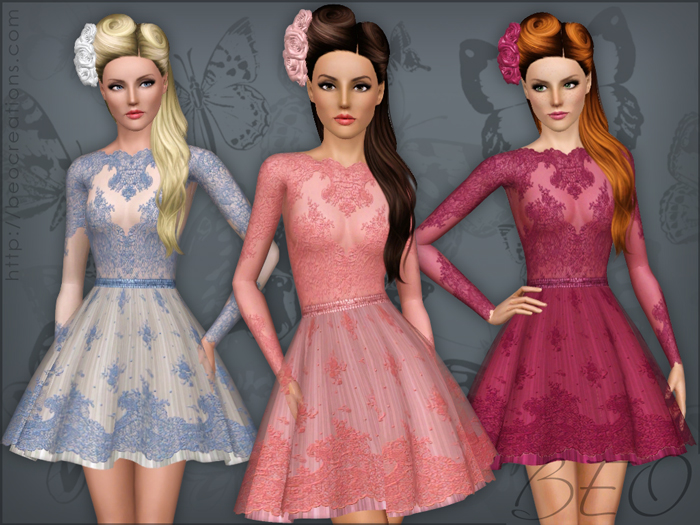 Lace short dress for Sims 3 by BEO (1)
